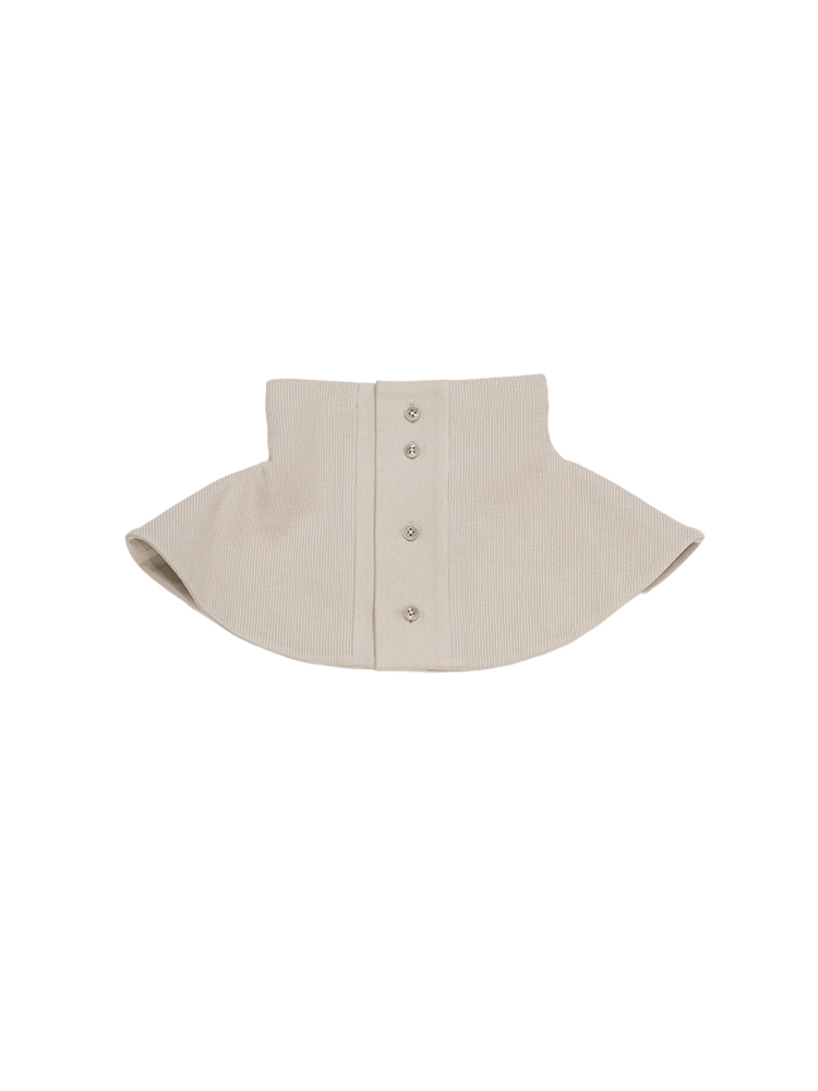 Beige Rib Button Neck Warmer