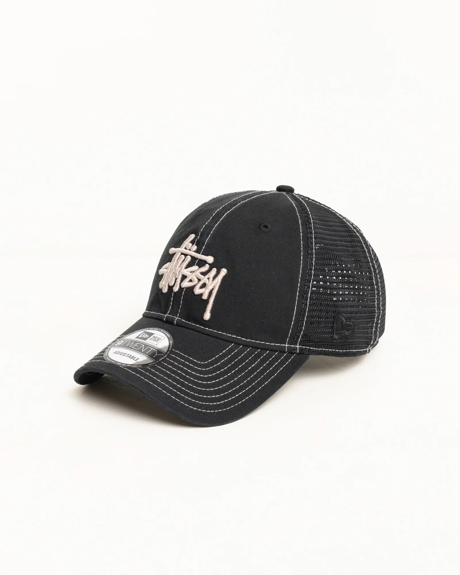 Stussy 9TWENTY Washed Basic Trucker Cap Black