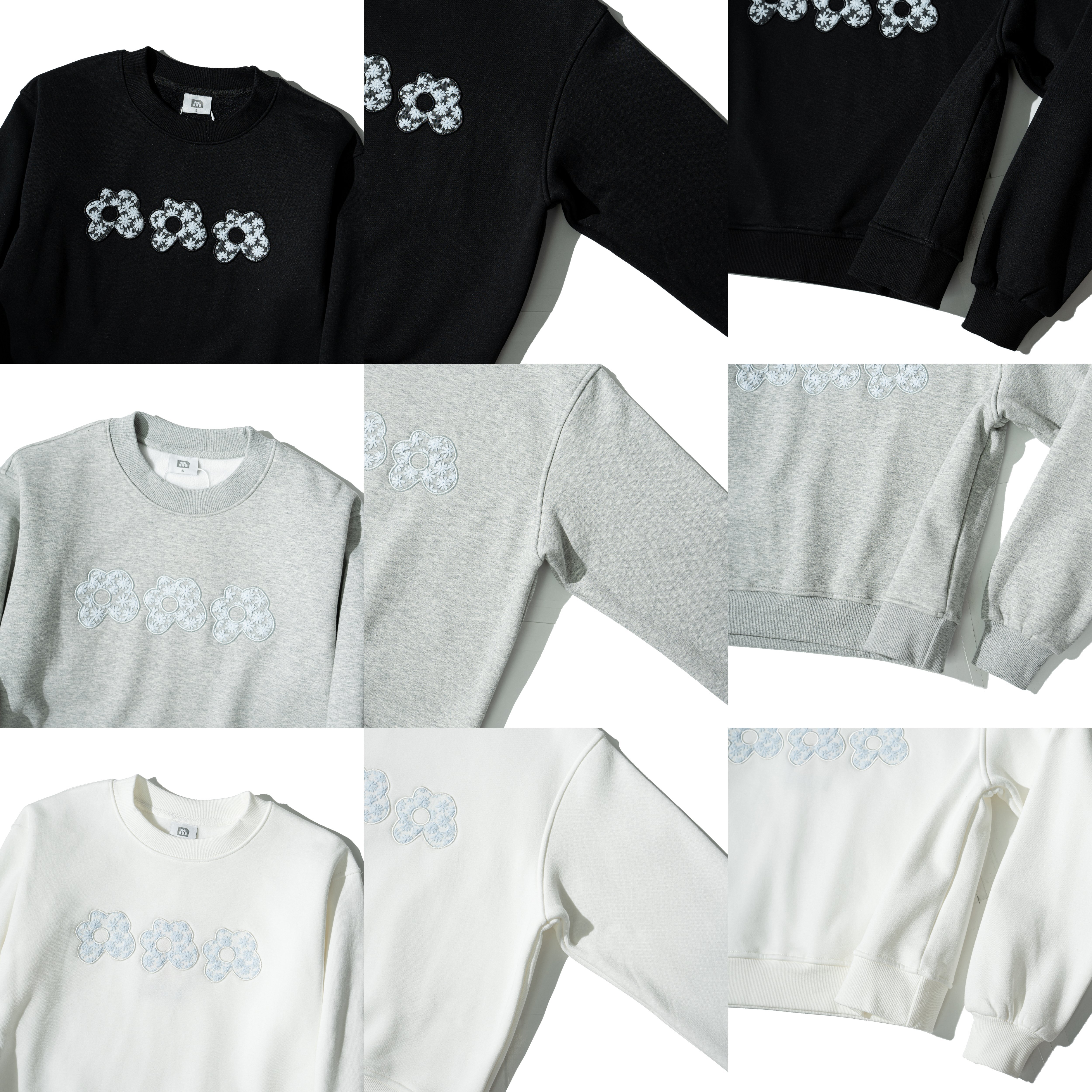 MIAO Flowers Patch Sweater 女裝 布章小花 大學Tee [M-SW02]