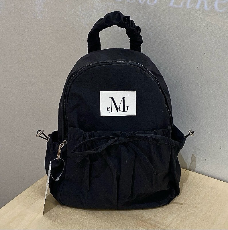 韓國 MUCENT 絲帶褶皺迷你後背包