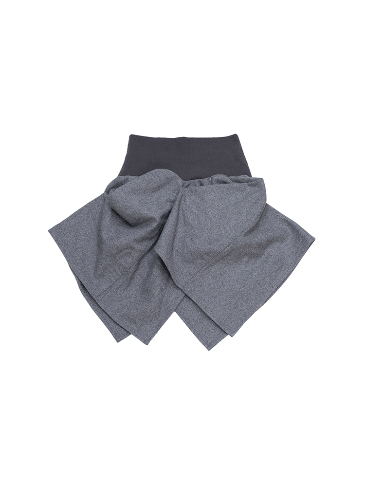 Grey Wool Fold Pocket Mini Skirt