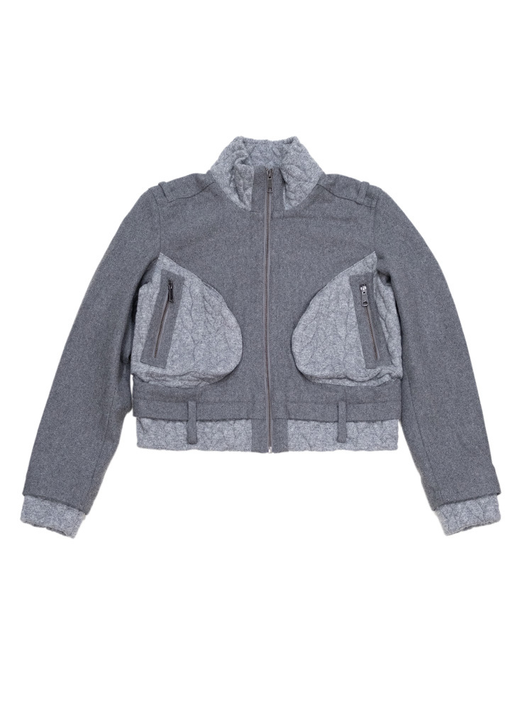 Grey Pot Pocket Cropped Wool