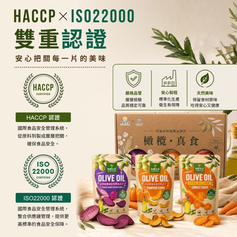 有橄生活 HACCP與ISO22000雙重認證工廠 嚴謹生產製程