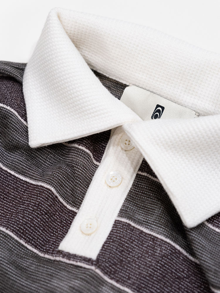 Striped Spread Collar Polo