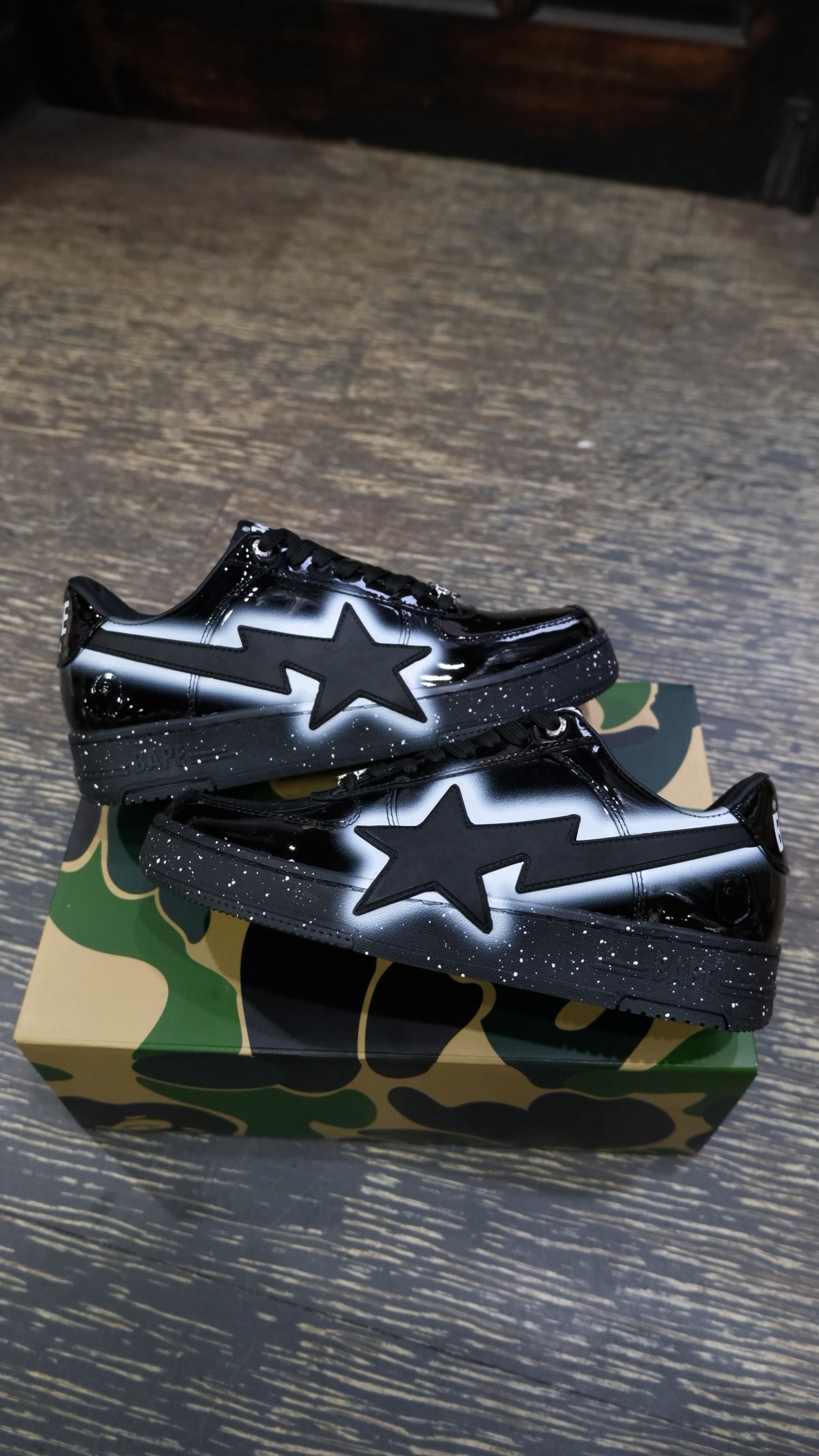 BAPE STA OS 漆皮 潑漆 潑墨 流星鞋 板鞋 0ZXSHM310911Q