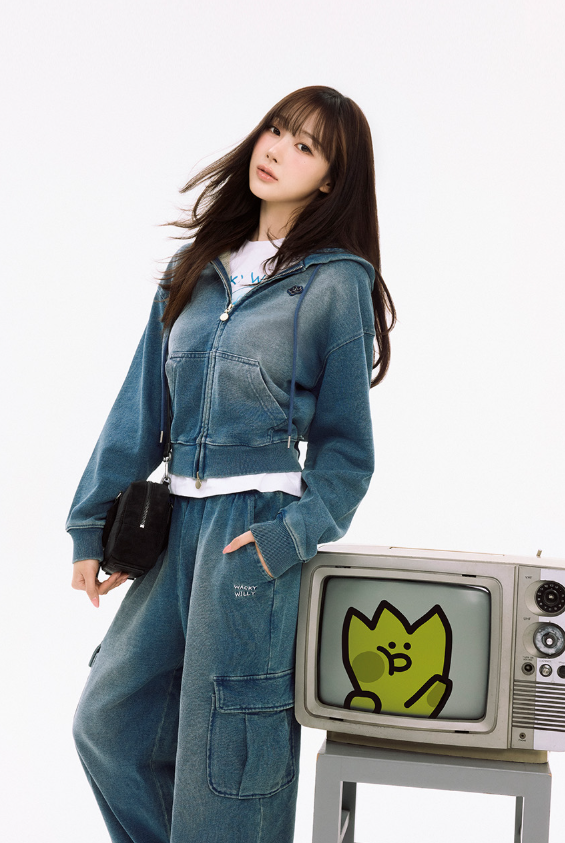 【預購】Wacky Willy WKR082124 水洗牛仔短版連帽外套