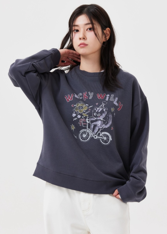 【預購】Wacky Willy WKR082126 女裝復古印花寬鬆衛衣