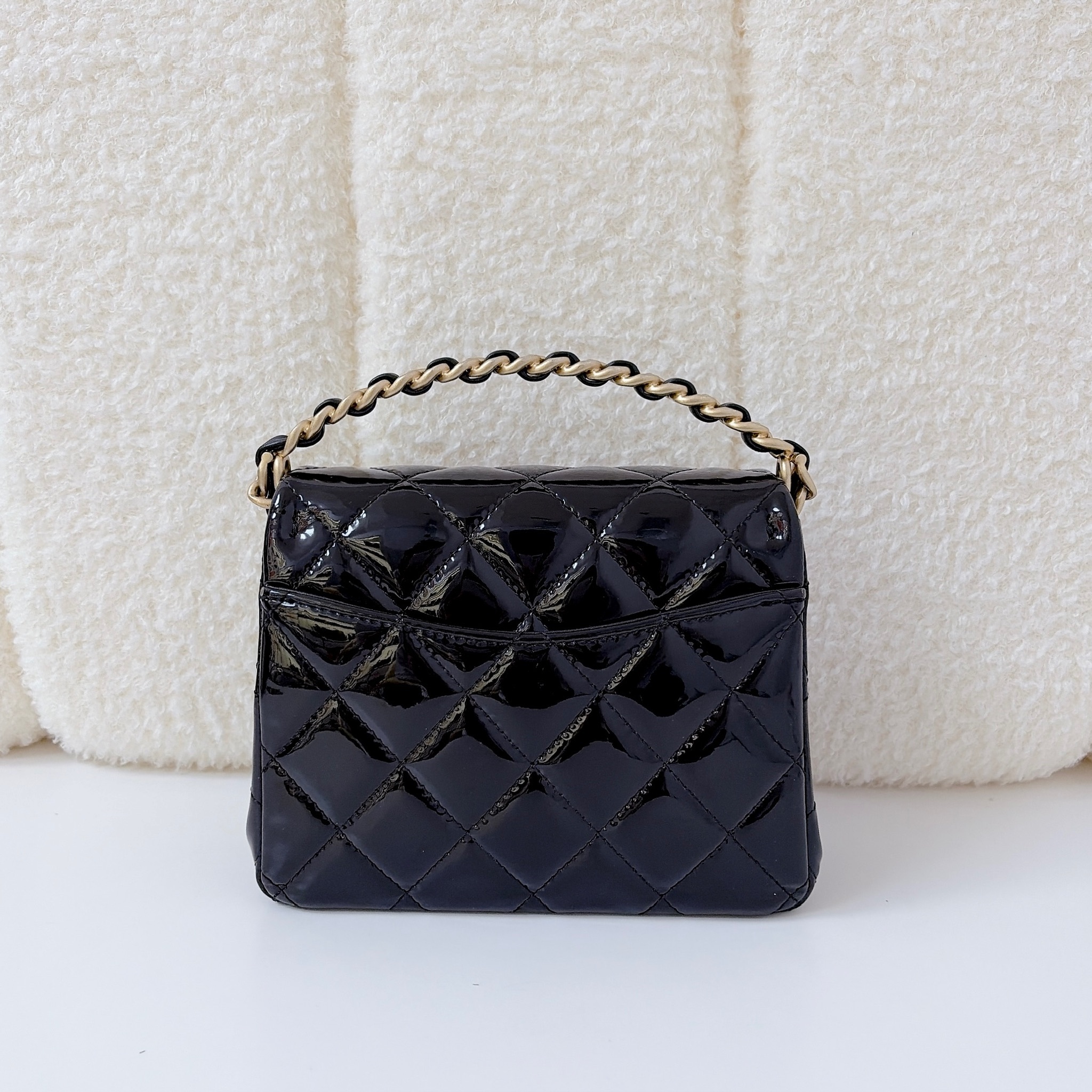Chanel Mini Flap Bag with Top Handle - Black / GHW