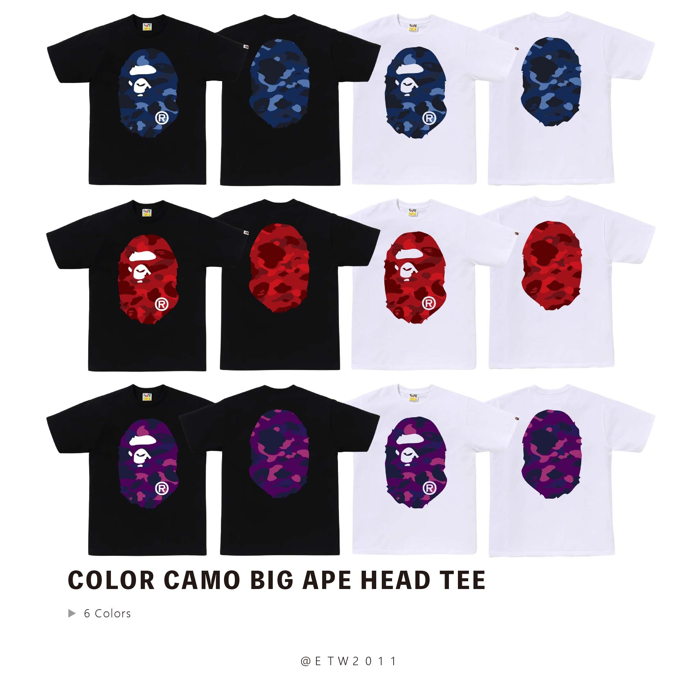 ☆ETW☆【EASY TO WEAR】BAPE COLOR CAMO BIG APE HEAD TEE 猿人 大頭 迷彩 雙面 短T 左下猿人