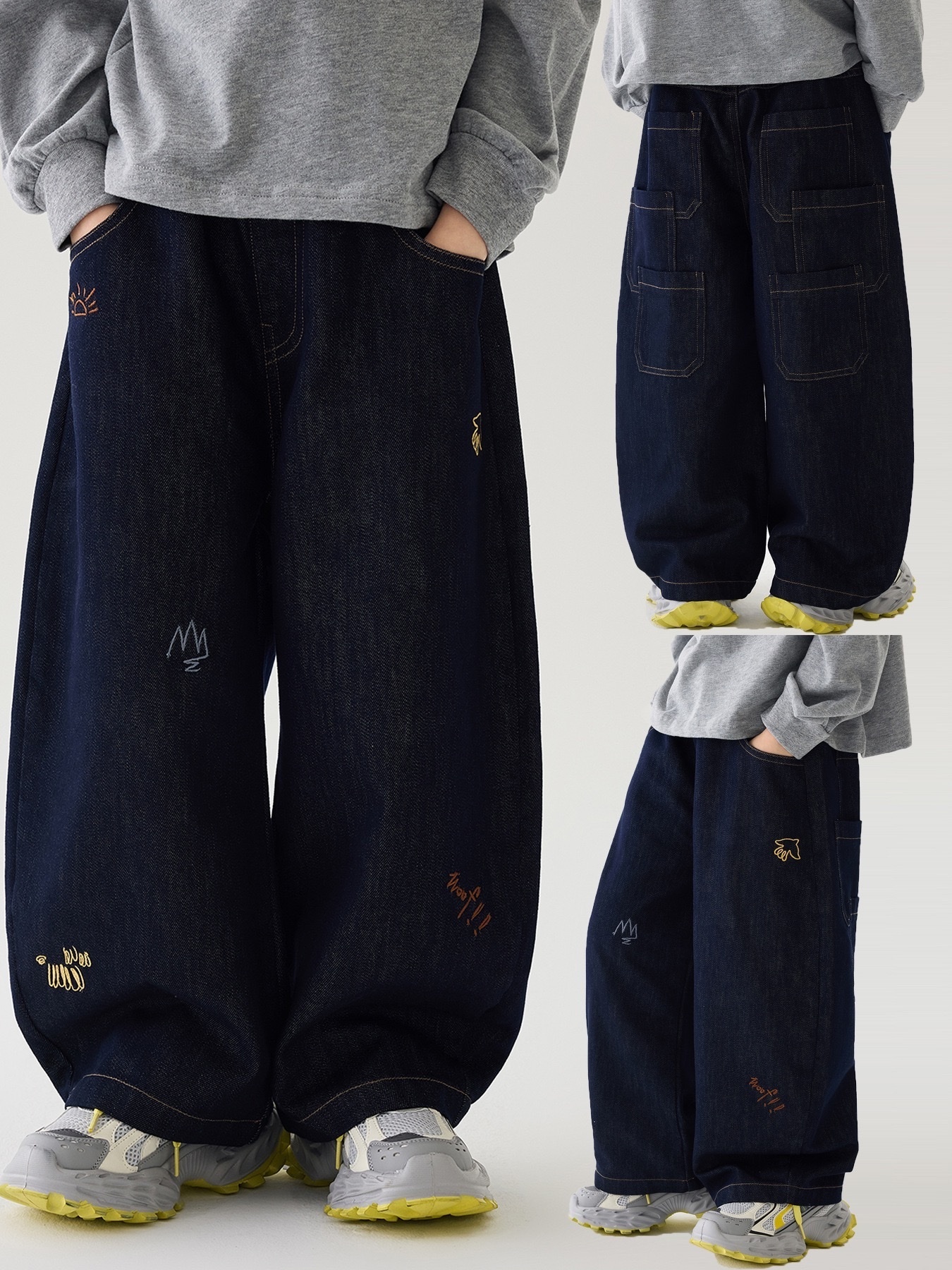 美式復古刺繡牛仔褲