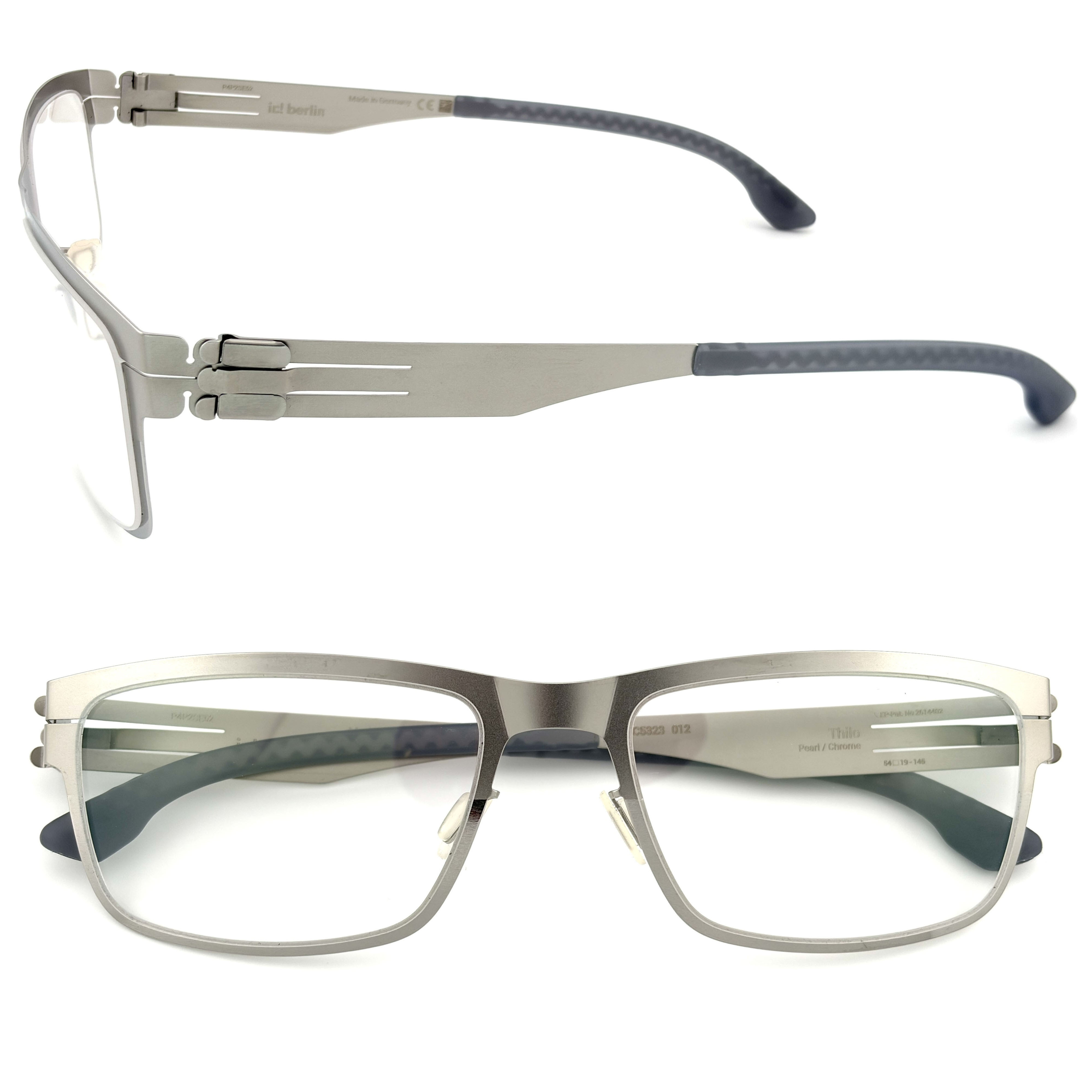 【ic! berlin】Thilo Pearl/Chrome 54mm光學眼鏡(IC5323 012)♦珍珠銀