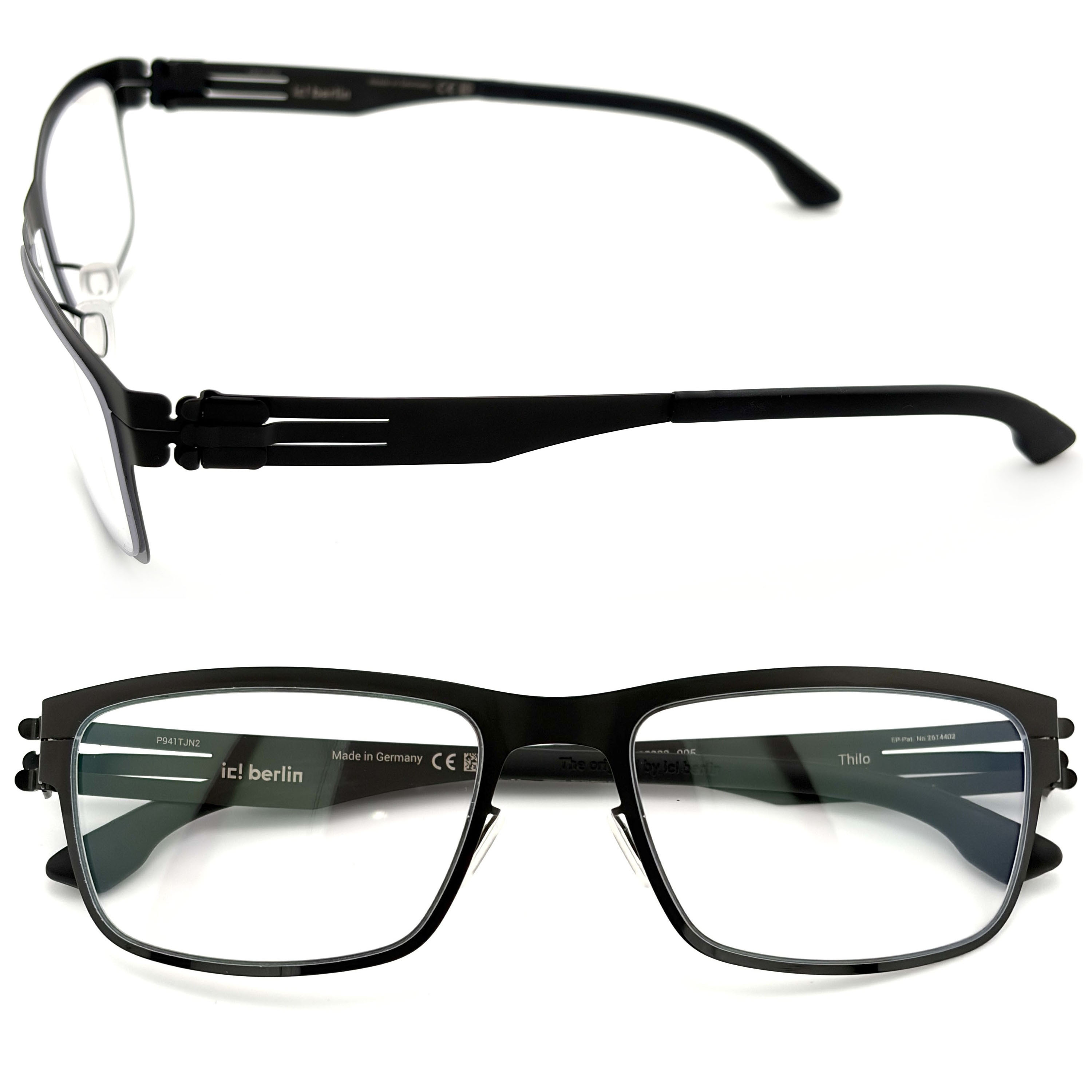 【ic! berlin】Thilo Black/Shiny Black 54mm光學眼鏡(IC5323 005)♦黑色