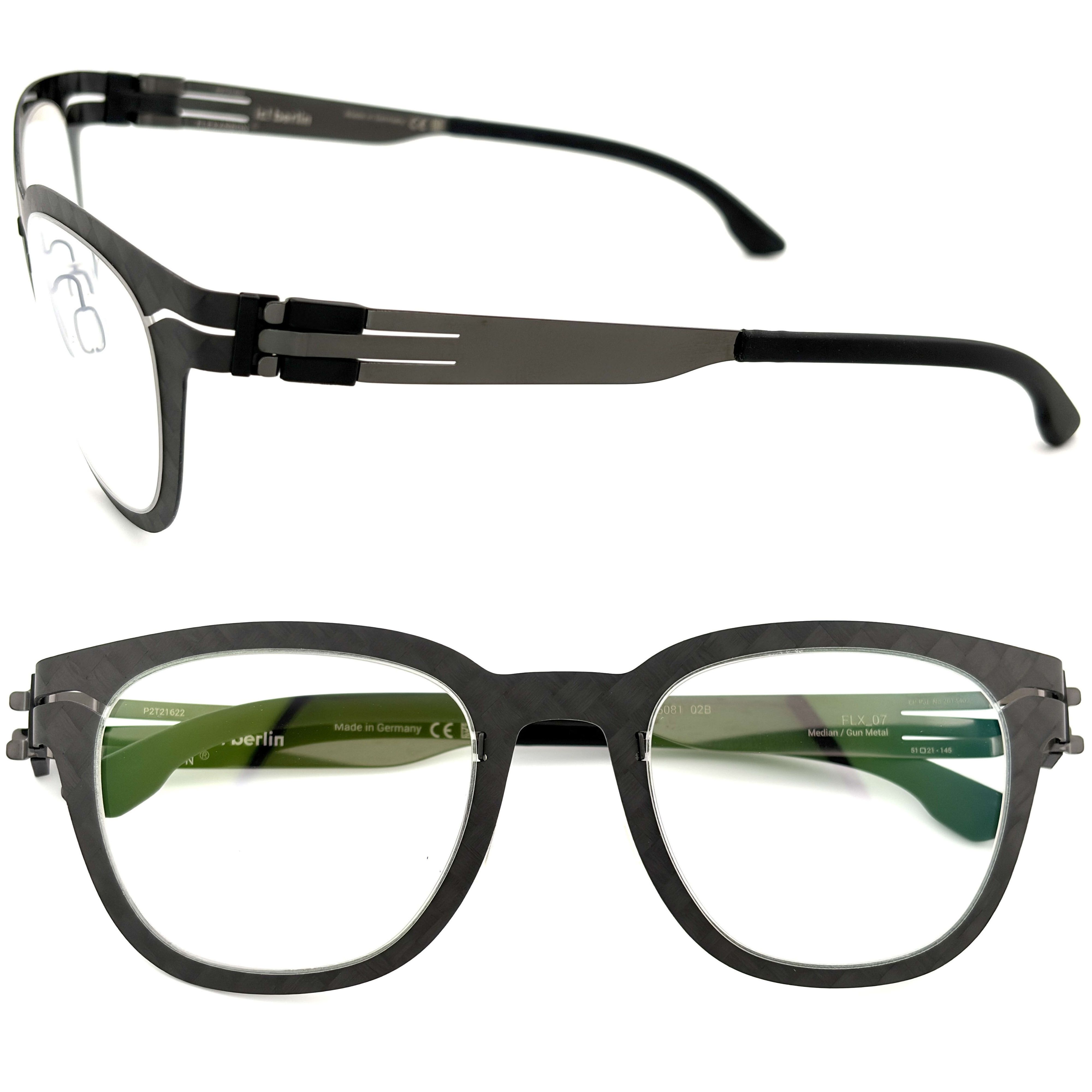 【ic! berlin】FLX_07 Median/Gun Metal 51mm Flexarbon碳纖維光學眼鏡(IC5081 02B)♦黑+槍灰色