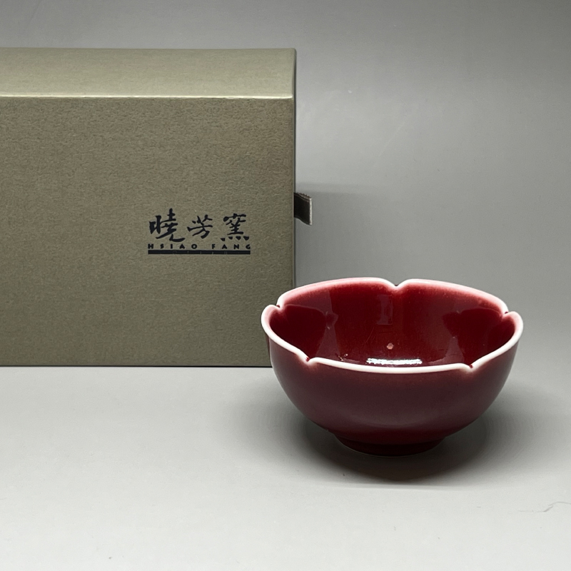 茶香自在】曉芳窯蔡曉芳大師寶石紅花瓣杯葵口杯禮盒組主人杯
