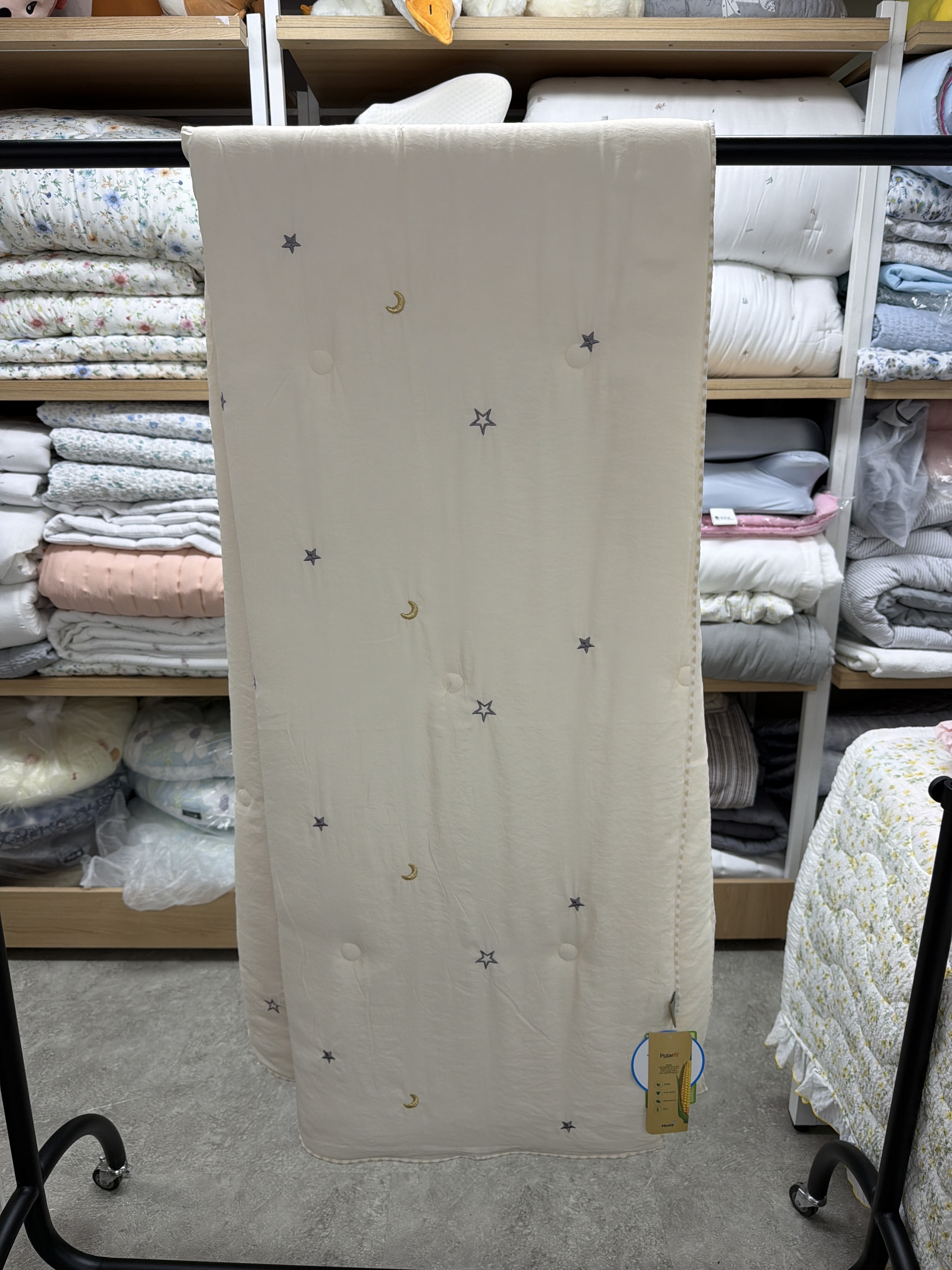 VH30 韓國刺繡星星月亮天絲莫代爾春夏被-米色