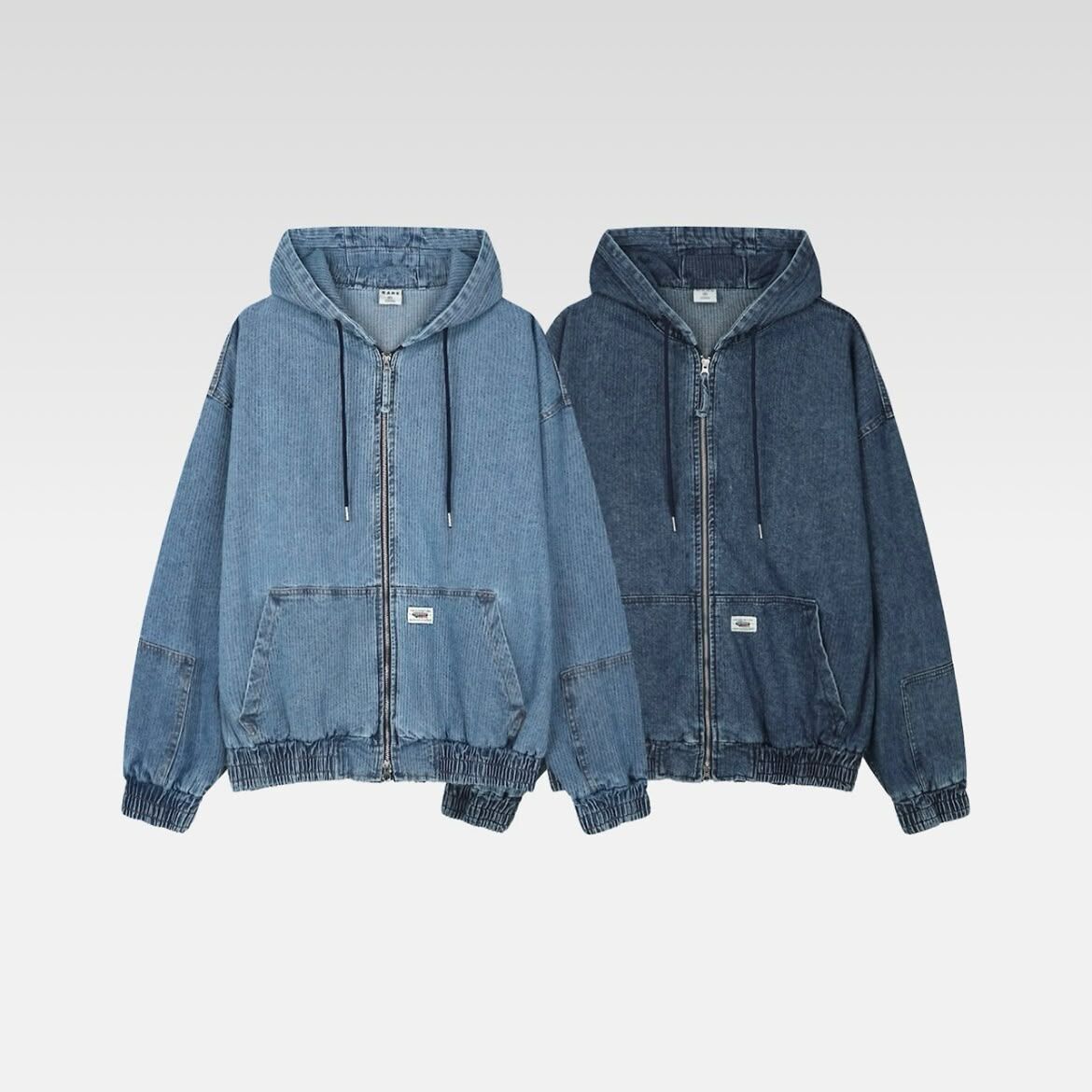 直紋連帽拉鍊牛仔褸 RARE-024JK