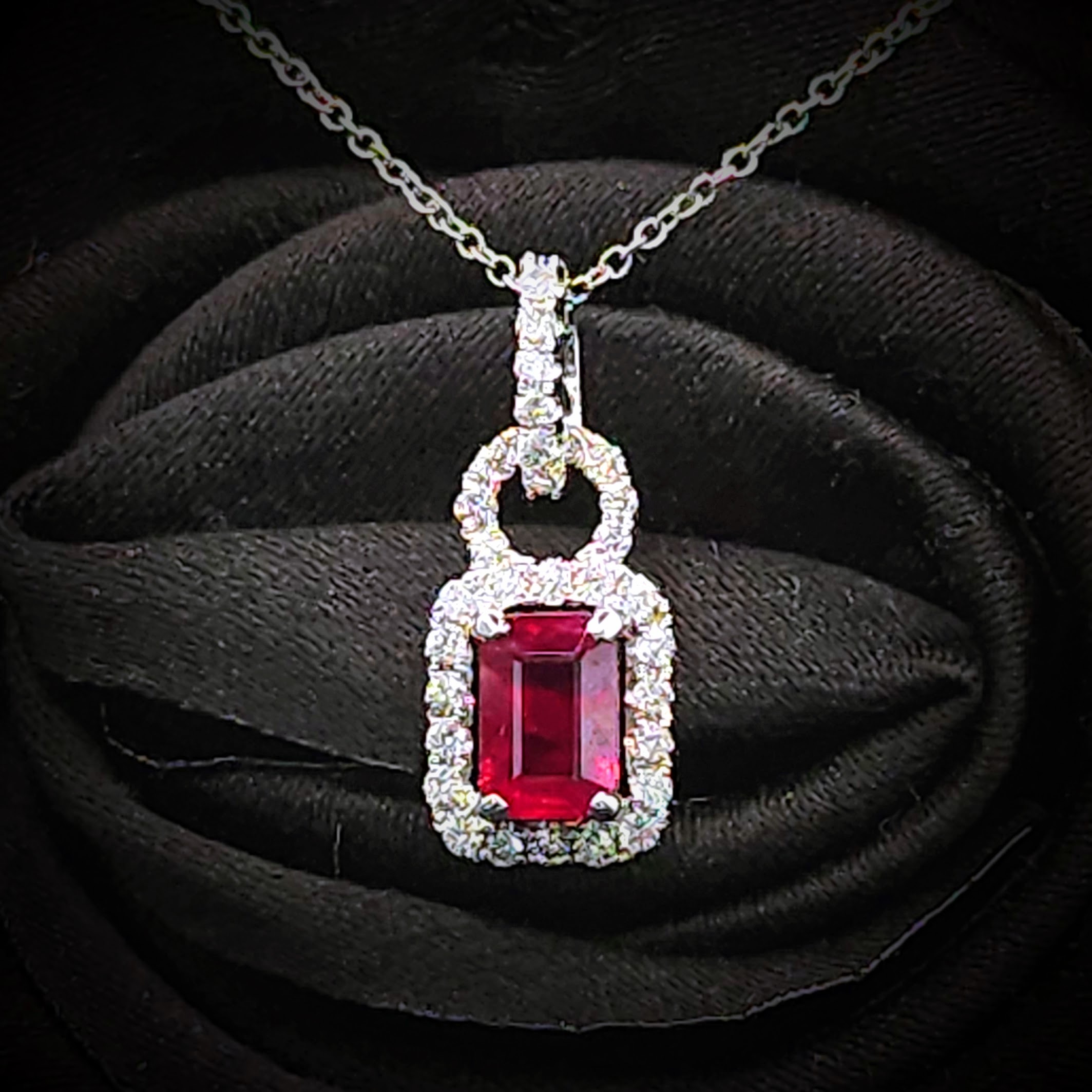 18K White Gold 0.72ct Ruby and Diamond Pendant