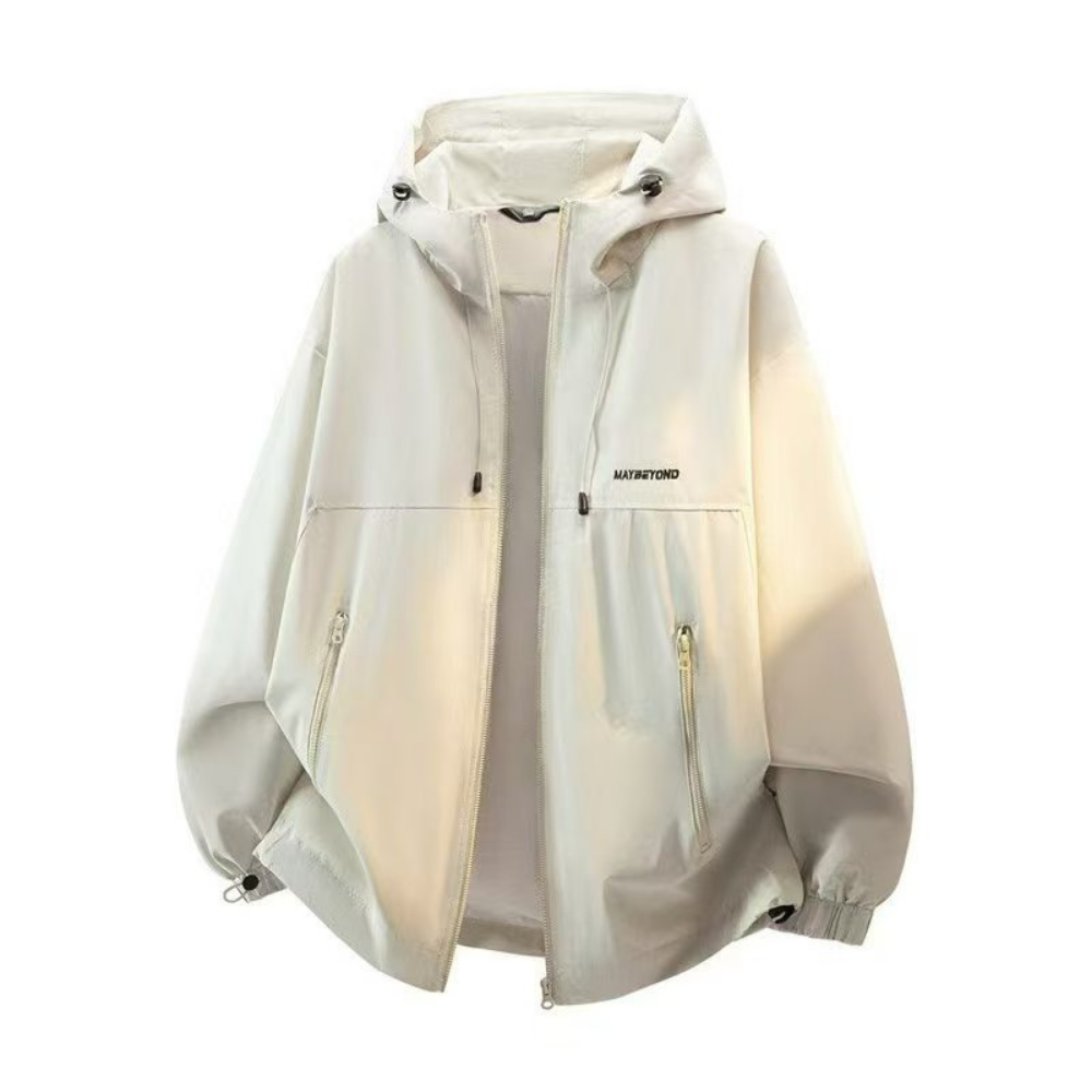 JAC-CCG0823-031 連帽防水外套-卡其白 送高品質純棉TEE一件 (A31)(S-XXXL)