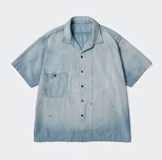LAST PCS: A.PRESSE 2026 VINTAGE CHAMBRAY SHIRT S/S (26SAP-02-01) - BLEACH SIZE 3 - PRE ORDER ITEM (預訂中)