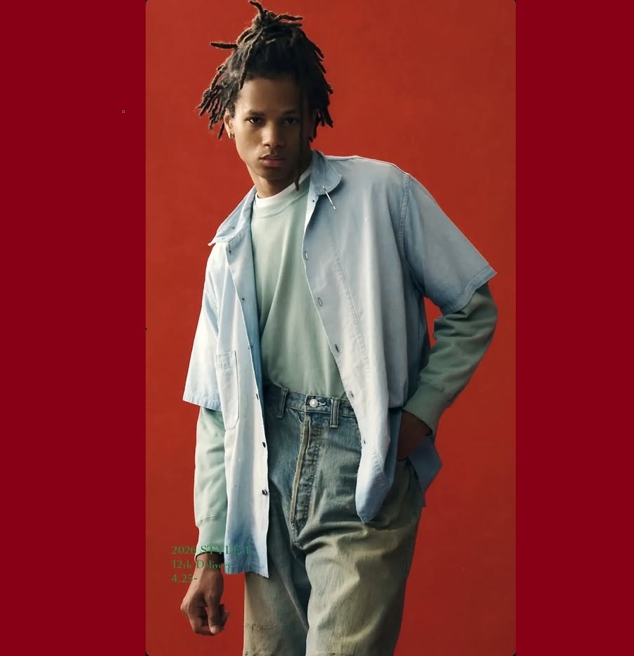 LAST PCS: A.PRESSE 2026 VINTAGE CHAMBRAY SHIRT S/S (26SAP-02-01) - BLEACH SIZE 3 - PRE ORDER ITEM (預訂中)