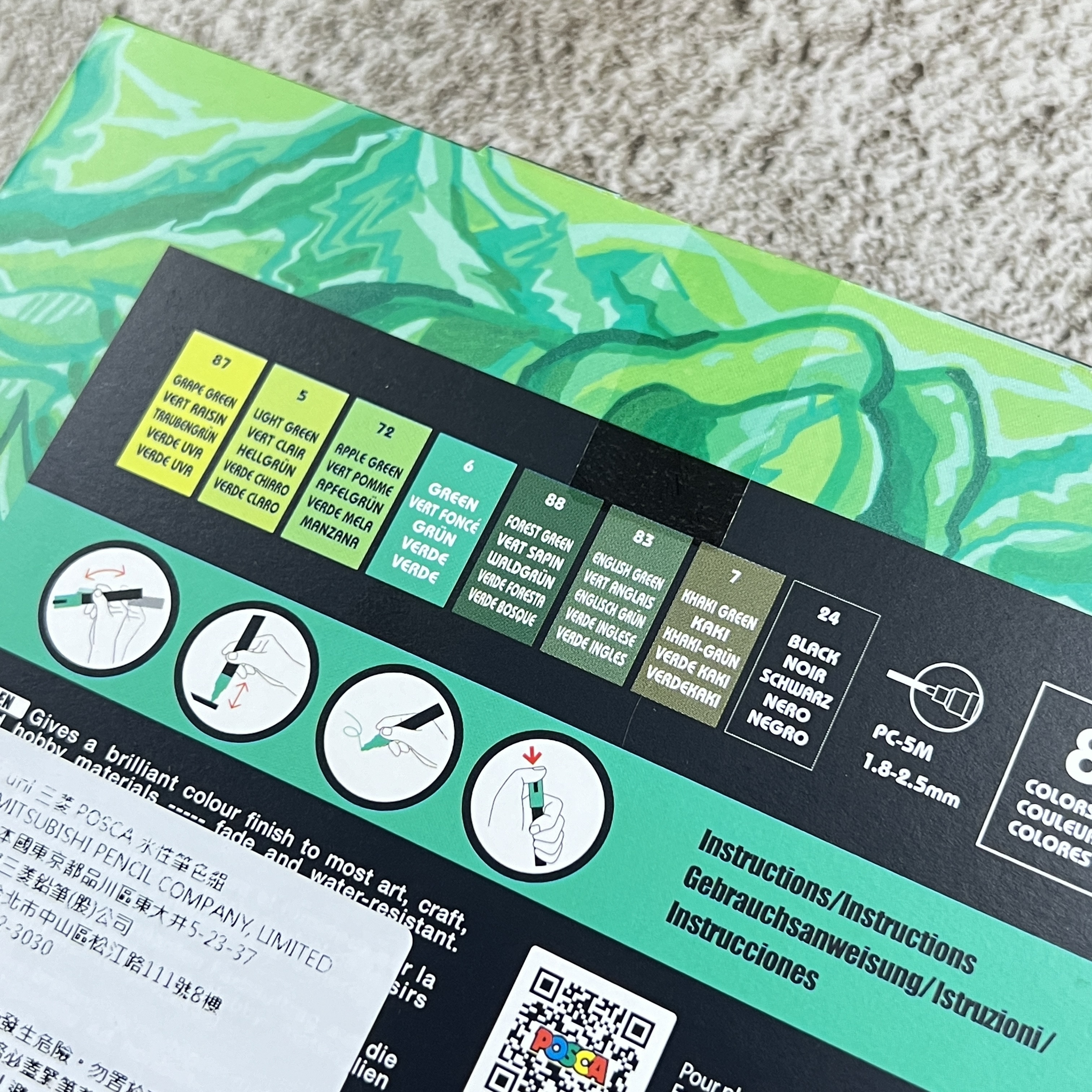 uni POSCA 壓克力麥克筆 PC-5M 中字 8色盒裝 歐版