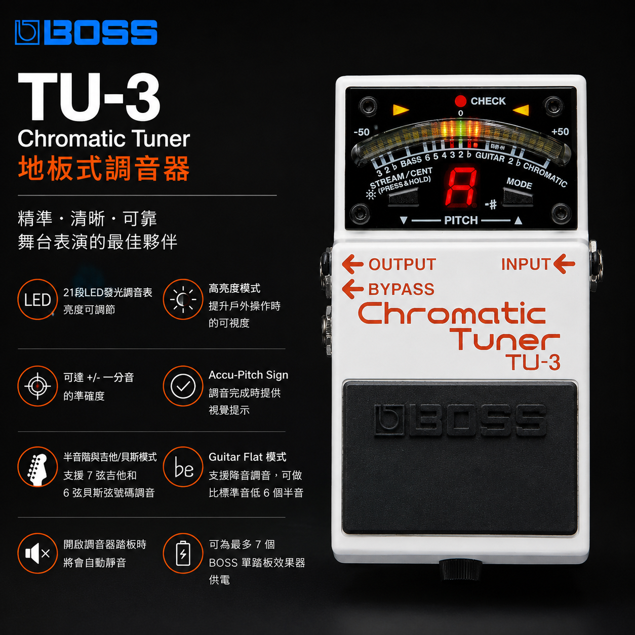 BOSS TU-3 Chromatic Tuner 效果器 半音階 調音器 公司貨