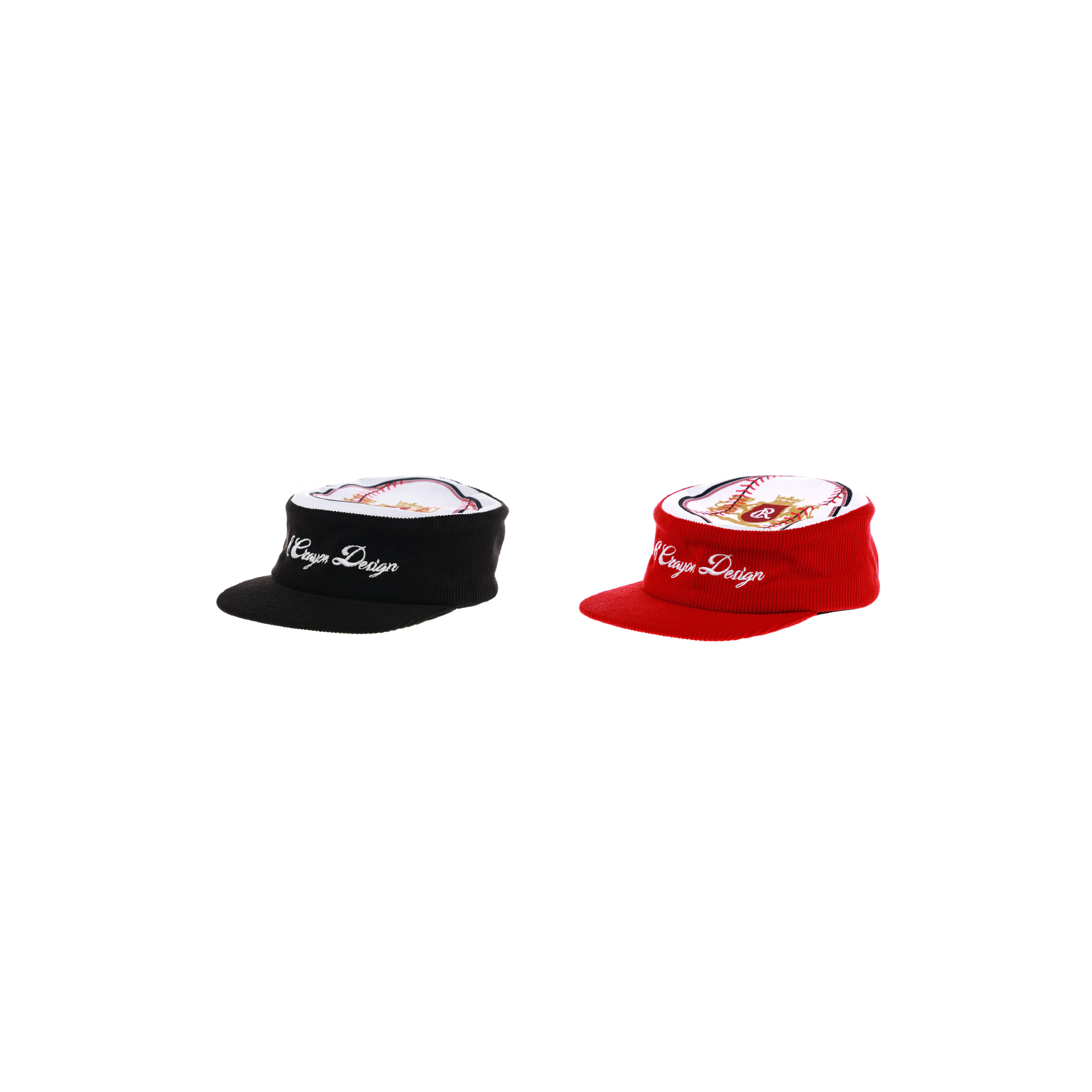 6crayon Corduroy Patchwork Pillbox Cap 燈芯絨 拼布藥盒帽