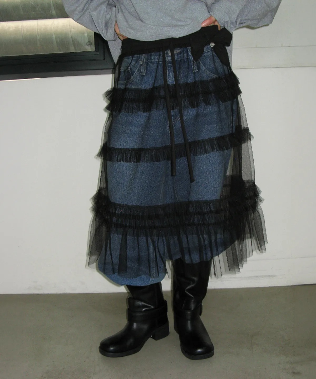RONRON RIBBON PIN SET SHEER TULLE SKIRT