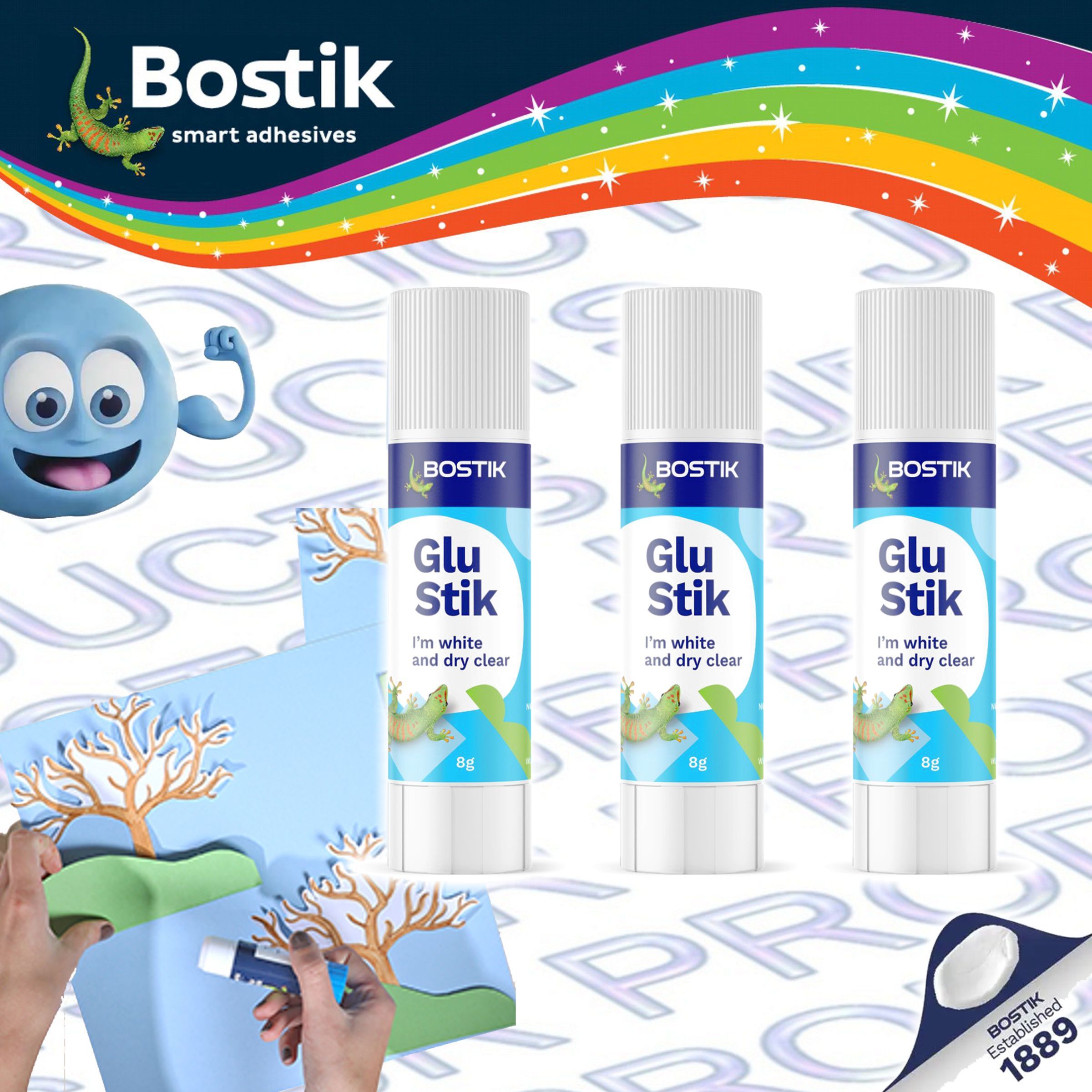 Bostik - "Glu Stik" 透明 槳糊筆 (8克) - 3支《香港行貨》