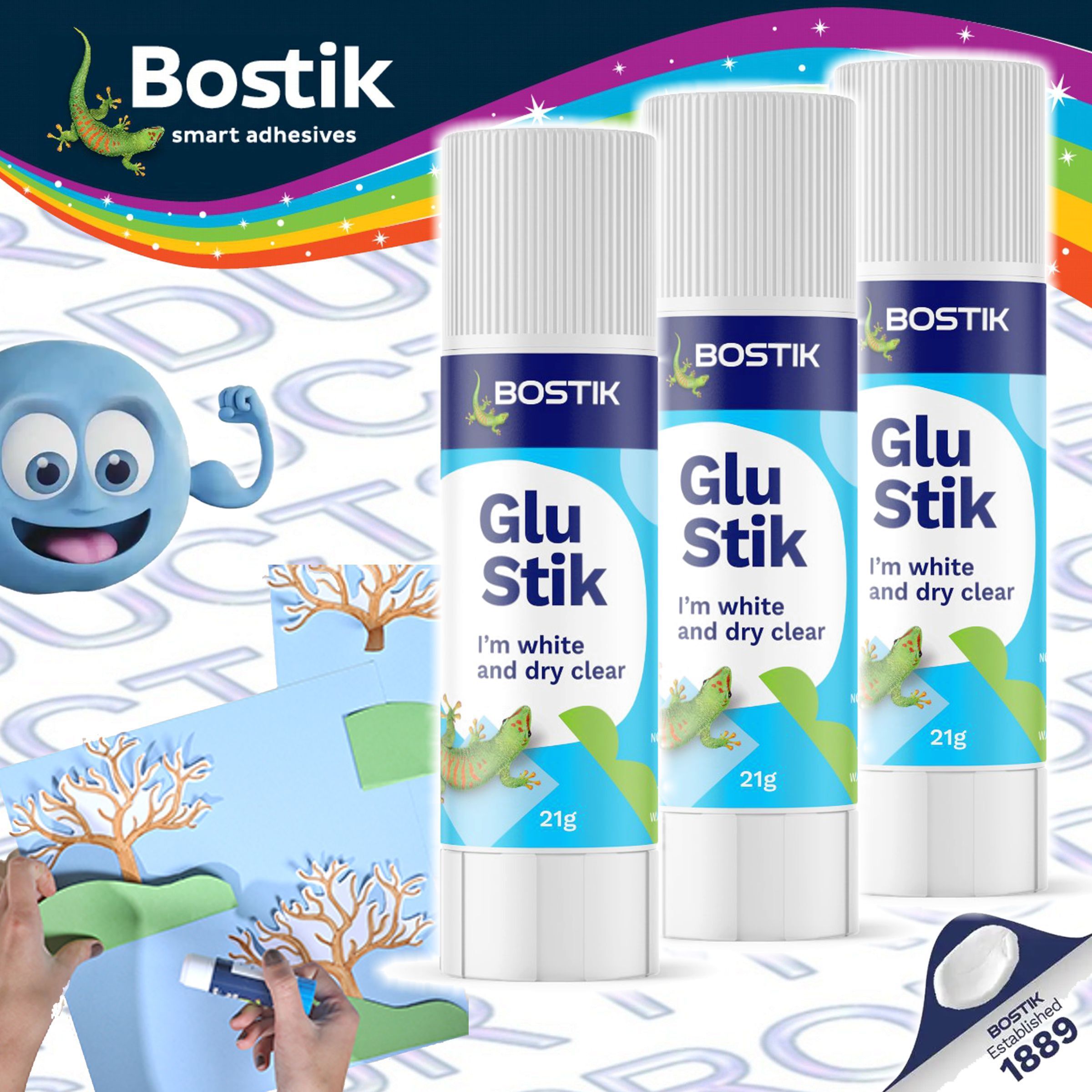 Bostik - "Glu Stik" 透明 槳糊筆 (21克) - 3 支《香港行貨》