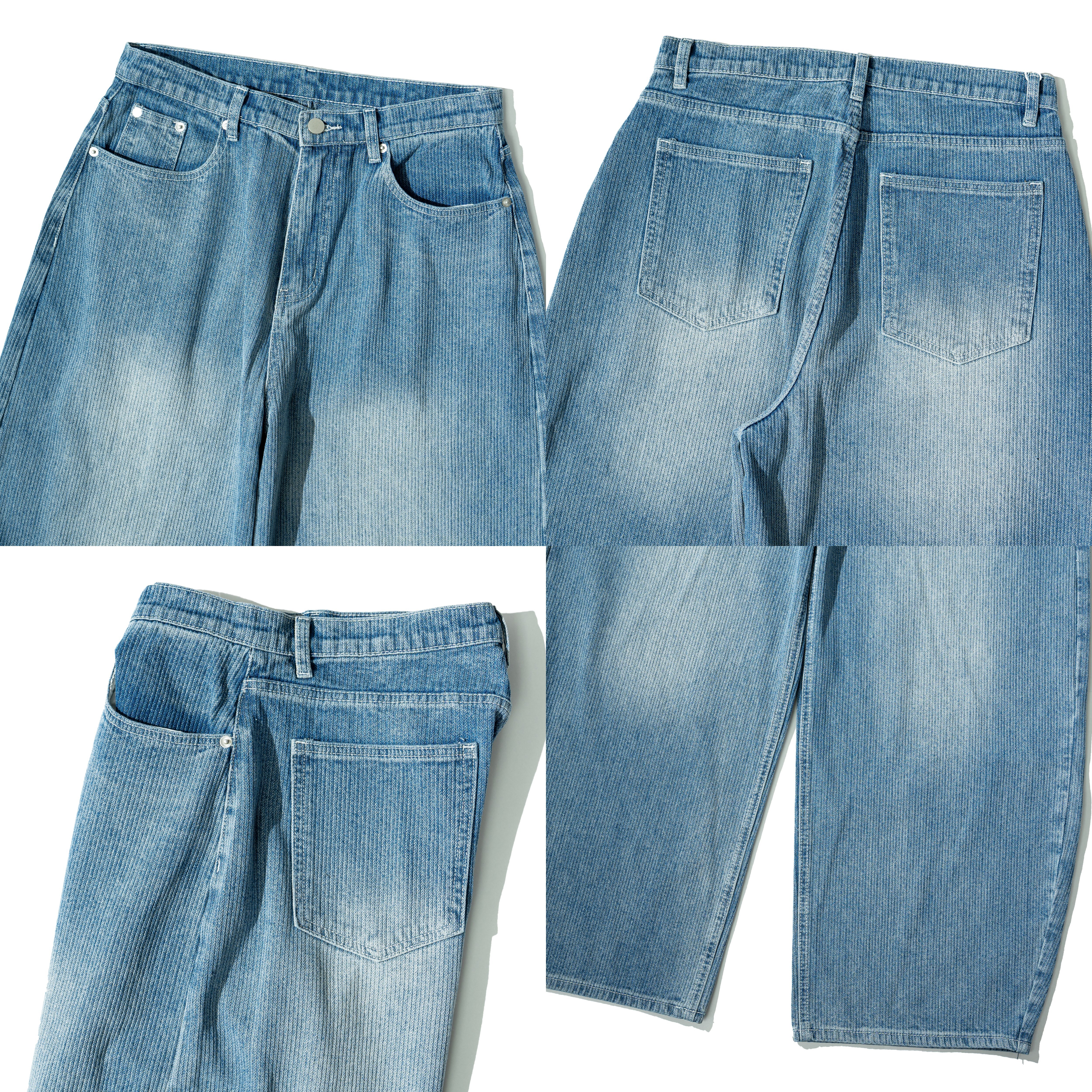Pinstripes Straight Denim Jeans 細紋條坑 直筒牛仔長褲 [K133]
