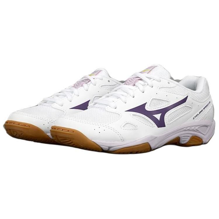 【代購】Mizuno Cyclone Speed CN Comfortable Low top Volleyball Shoes Unisex White Purple V1GA218135