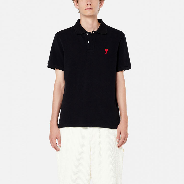 【代購】AMIPARIS SS21 Polo Shirt Unisex Black BFHJ207760-001