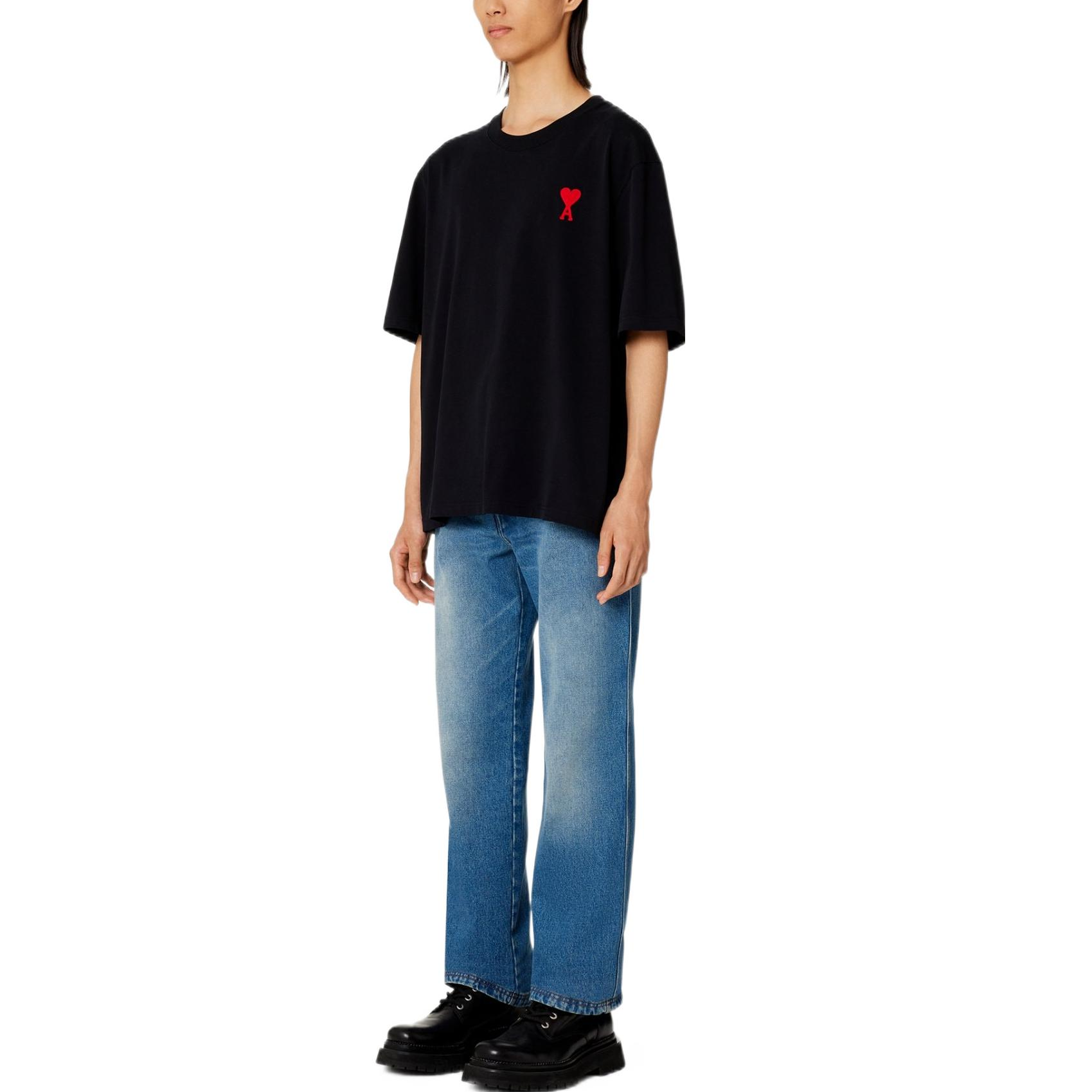 【代購】AMIPARIS T Shirts Unisex Black Crew Neck Moderate Straight Fit UTS004-726009