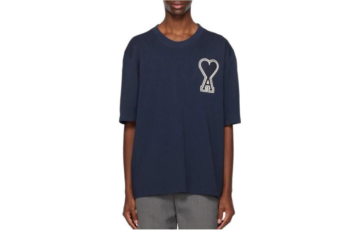 【代購】AMIPARIS T Shirts Men's Navy Crew Neck Moderate Straight Fit UTS002726-4003