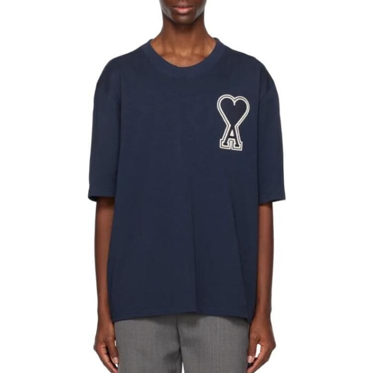 【代購】AMIPARIS T Shirts Men's Navy Crew Neck Moderate Straight Fit UTS002726-4003