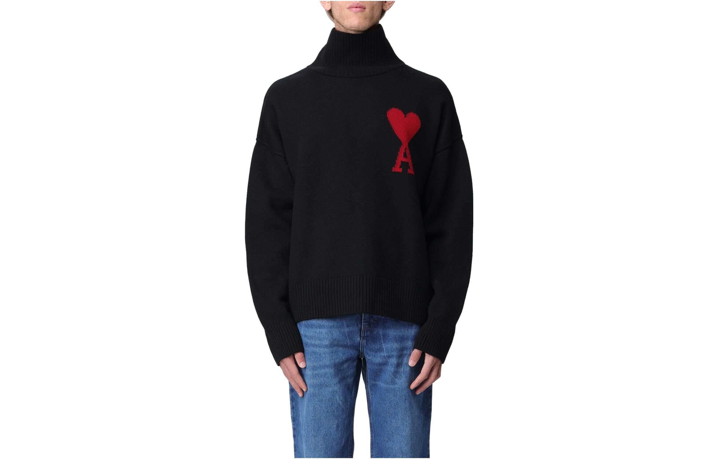 【代購】Ami Paris Roll Neck Knitted Jumper BFUKS406018-009