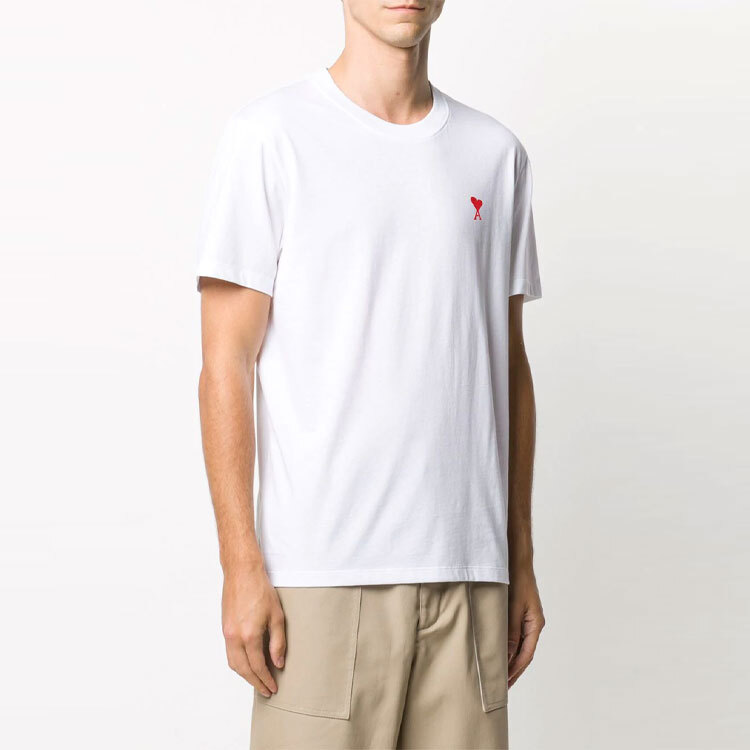 【代購】AMIPARIS T Shirts Men's White Crew Neck Moderate Straight Fit A20HJ108723-100