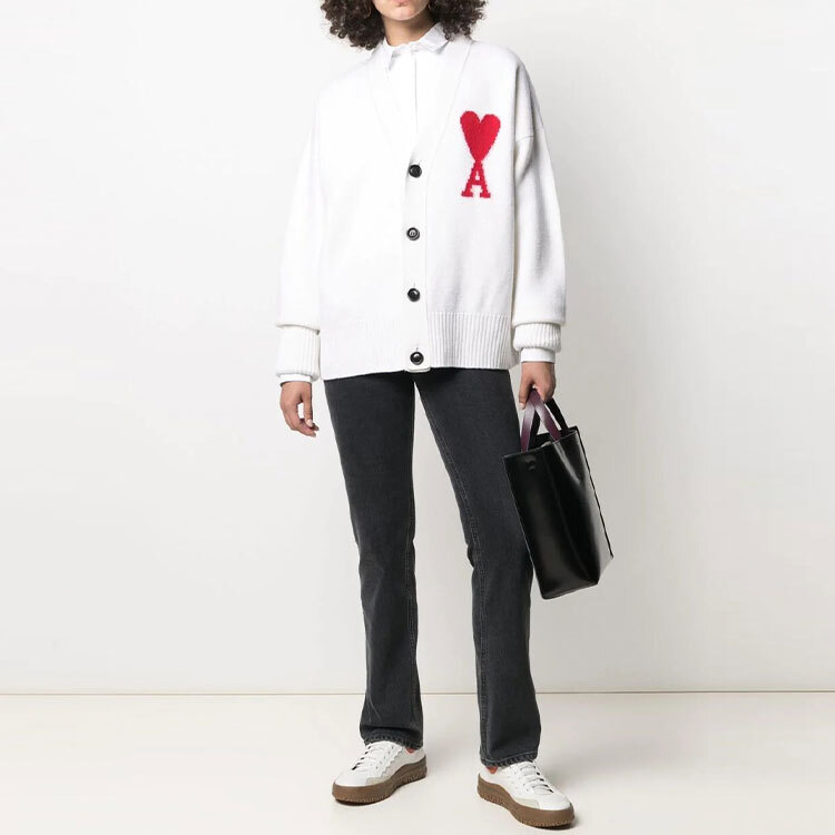 【代購】AMIPARIS Ami De Coeur Merino Wool Oversize Cardigan H21K303018-100