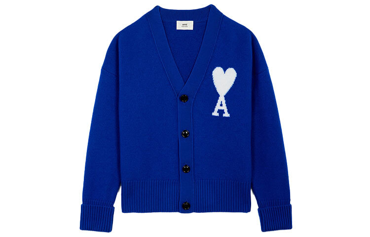 【代購】AMIPARIS Sweaters Men's Blue V Neck Moderate Cardigan H21K313-018490