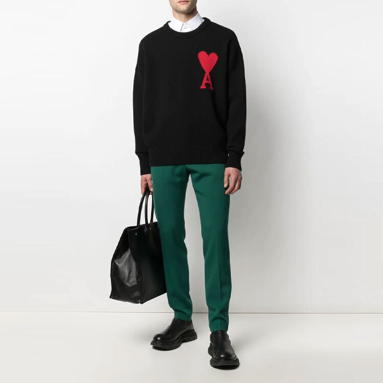 【代購】AMI Paris Black Ami De Cœur Sweater H21K009018-001