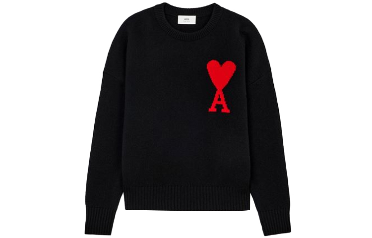 【代購】AMI Paris Black Ami De Cœur Sweater H21K009018-001