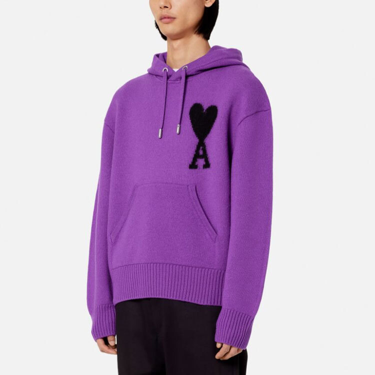 【代購】Amiparis logo-intarsia knit hoodie UKS802-018501