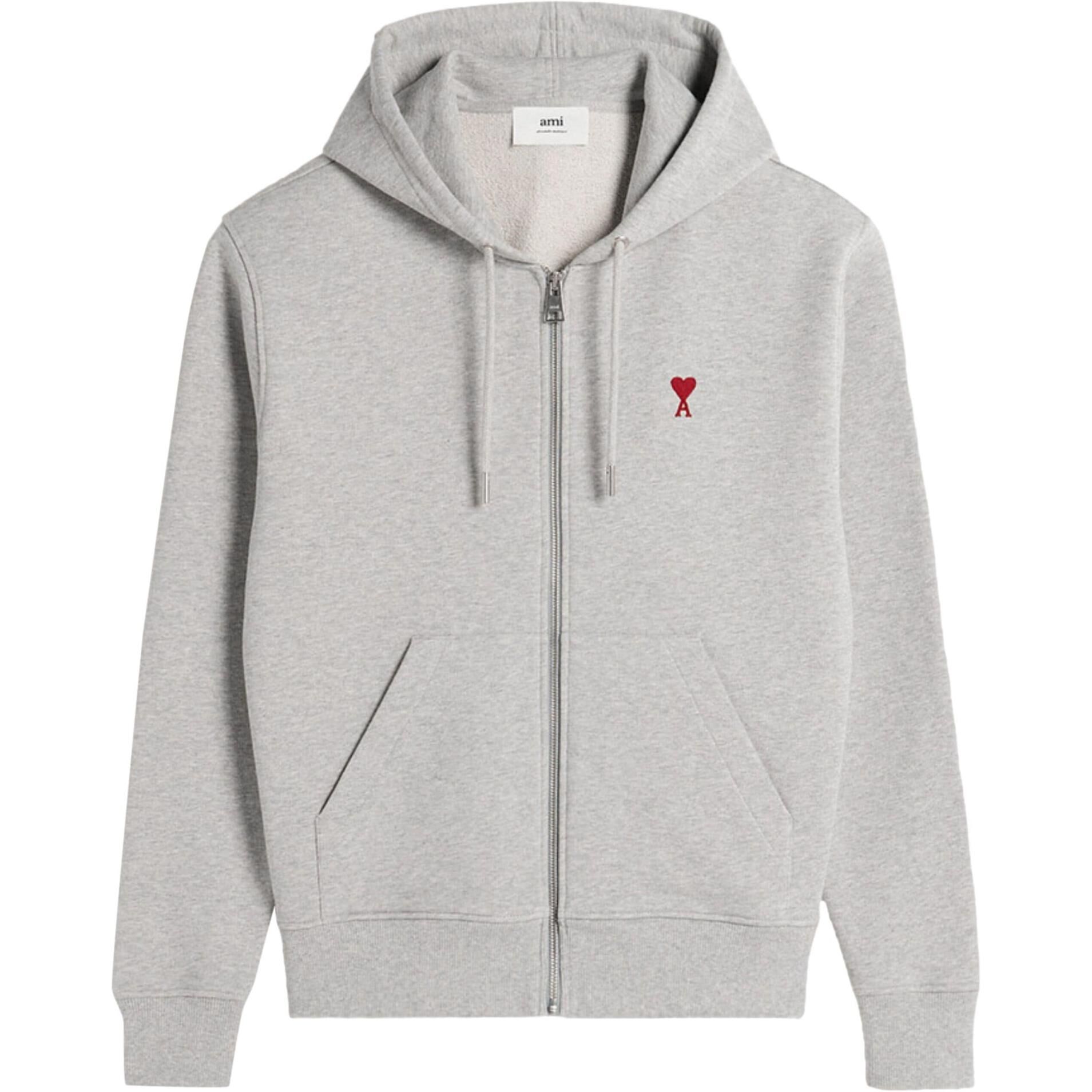 【代購】Ami Paris Ami De Coeur Zip up Hoodie BFUSW435730-GREY