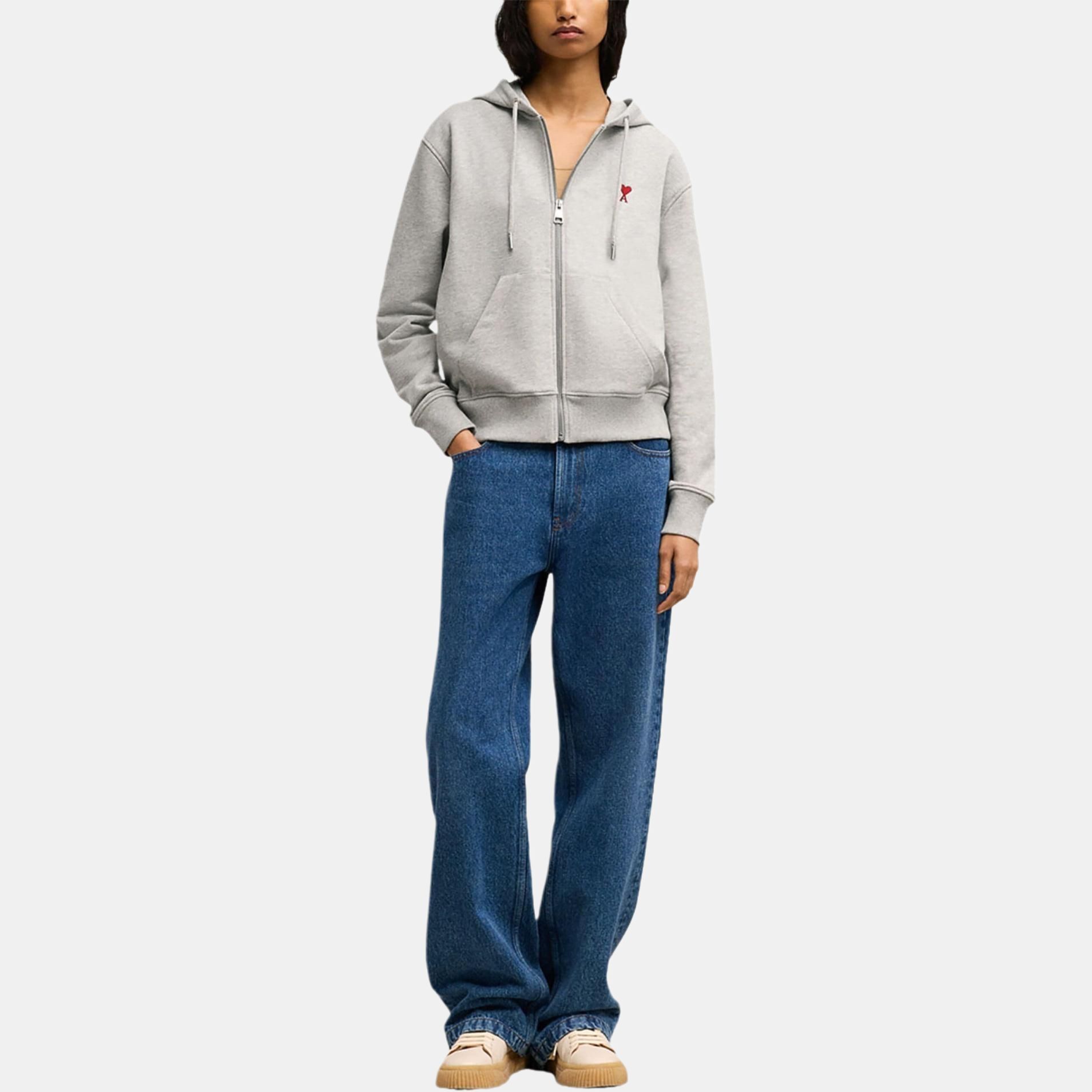【代購】Ami Paris Ami De Coeur Zip up Hoodie BFUSW435730-GREY