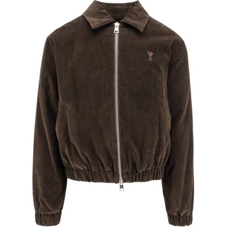 【代購】Ami Paris Logo Detailed Zip Up Corduroy Shirt Jacket HJK037CO0089-221