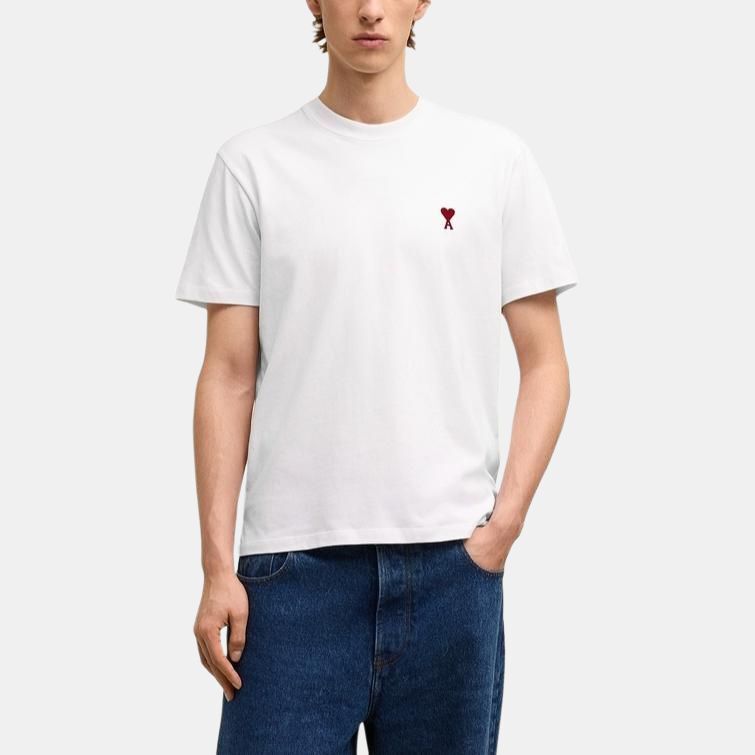 【代購】Ami Paris Logo Embroidered Crewneck T Shirt BFUTS035724-100