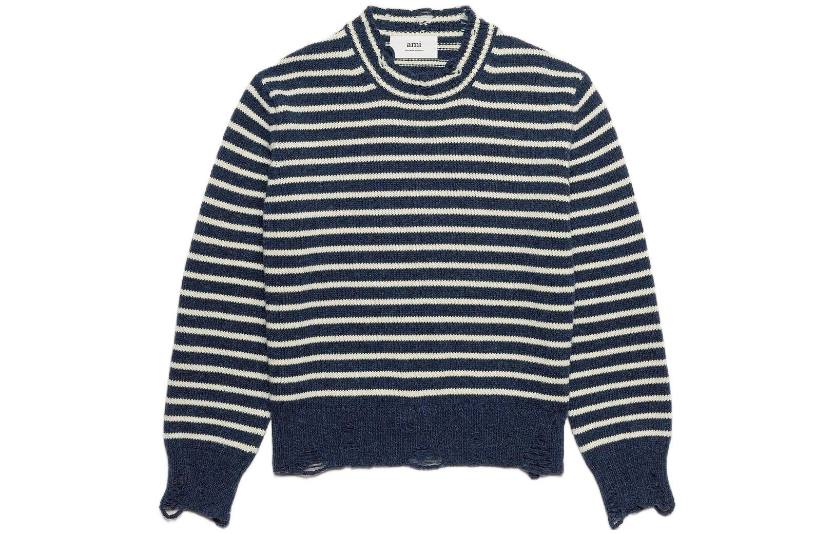 【代購】Amiparis striped ribbed crew neck jumper UKS027KN0017477
