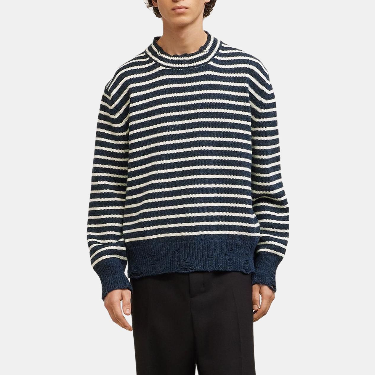 【代購】Amiparis striped ribbed crew neck jumper UKS027KN0017477