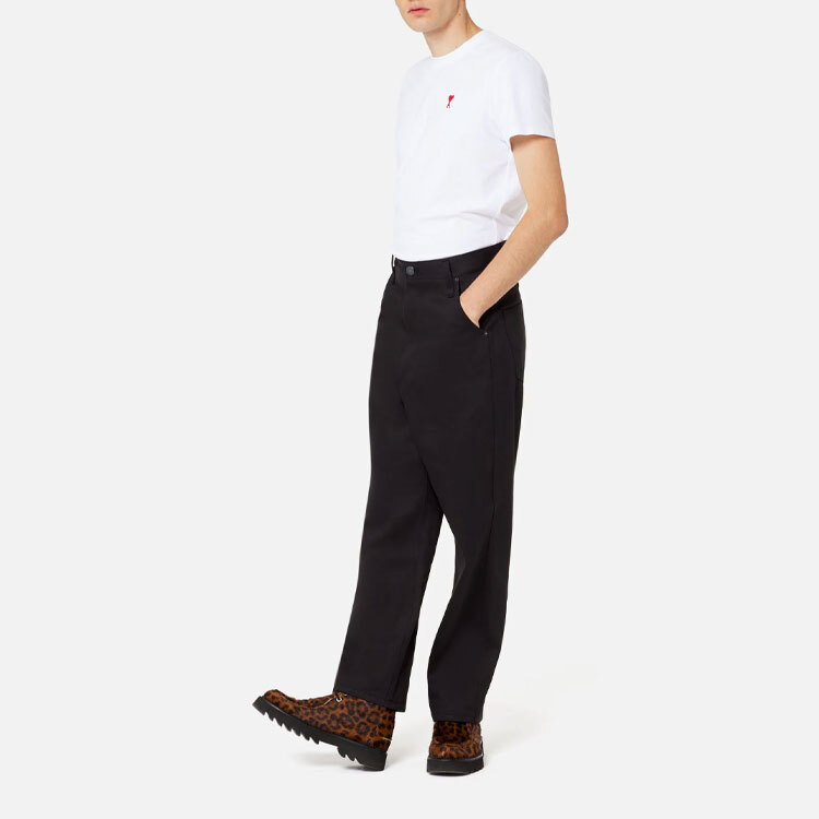 【代購】AMIPARIS Casual Pants Men's Black Moderate Straight Fit Pants HTR102-223001